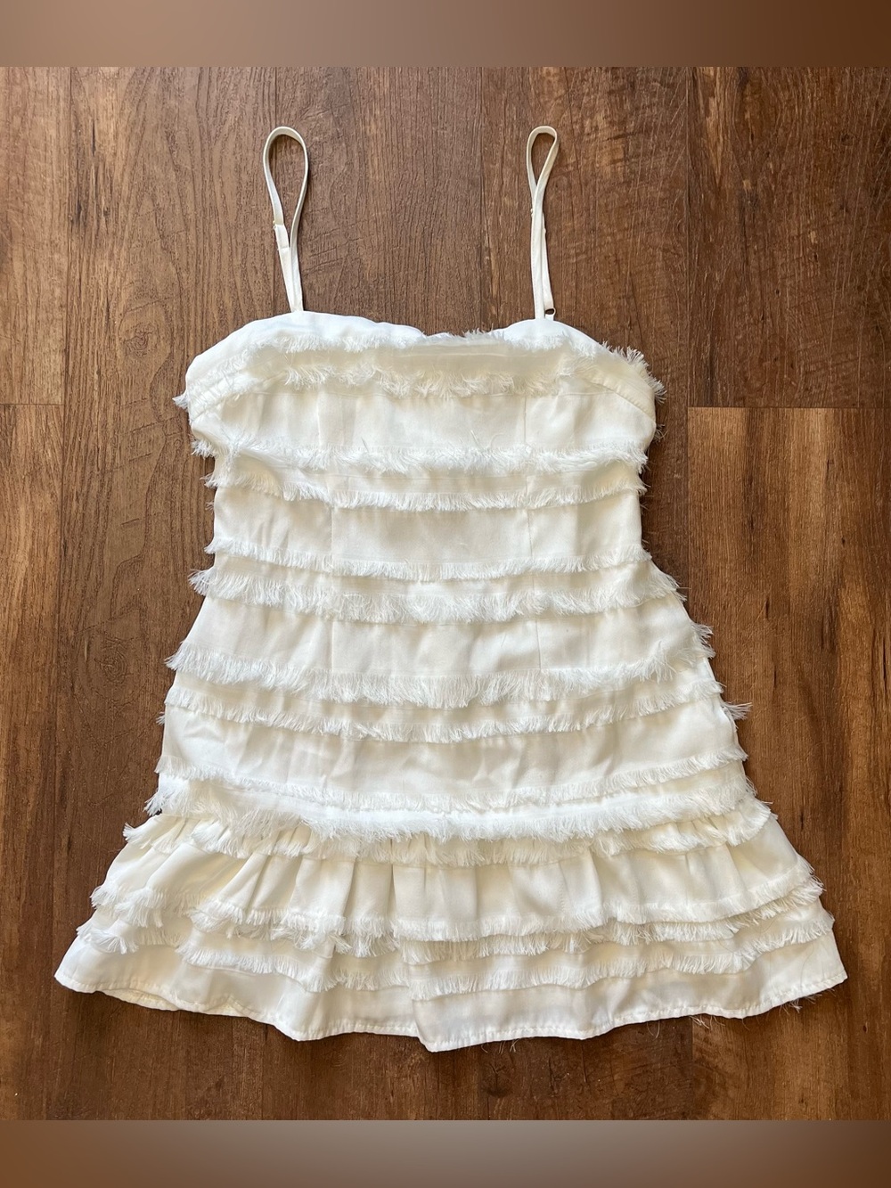 Oh Polly white ruffle mini strap dress US size 4